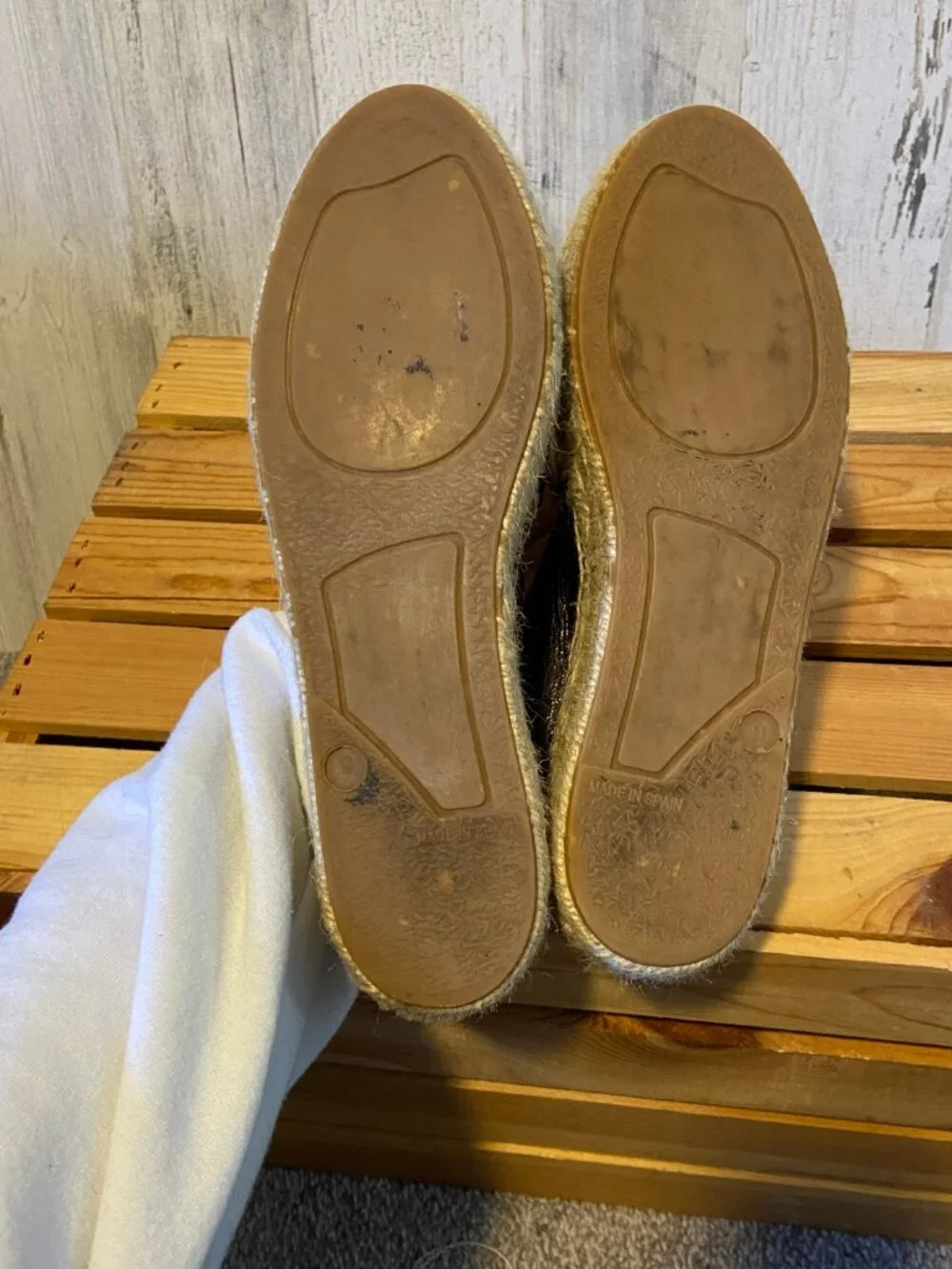 Pure Navy Women's Size 9 Slip On Metallic Leather Espadrille Flats